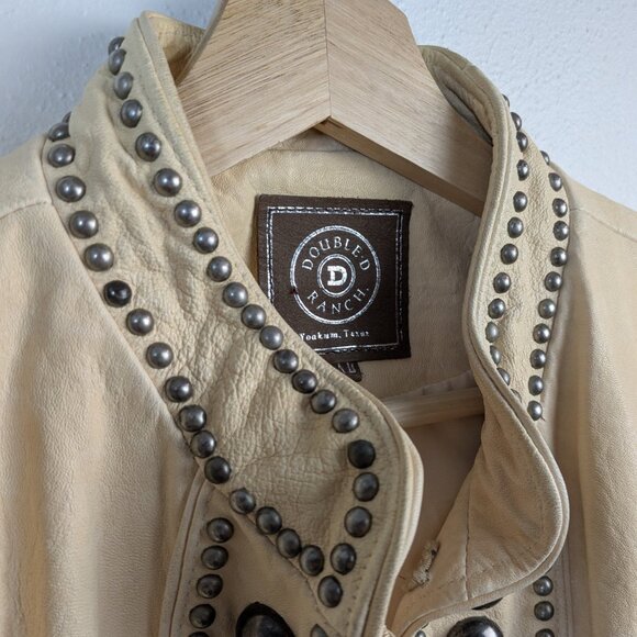 Double D Ranch XL Studded Leather Jacket in Bone - Picture 12 of 16